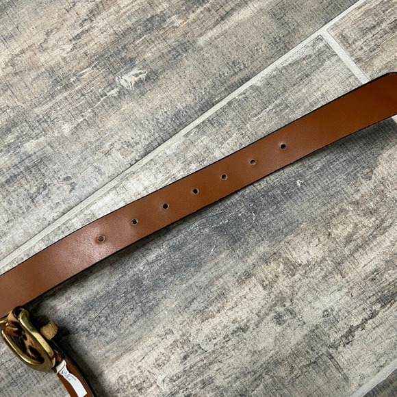 J Crew Leopard Print Calf Hair Genuine Leather Belt Gold Buckle Women L3620 - Picture 5 of 8